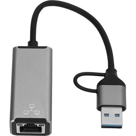 Adaptateur USB-C vers RJ45, convertisseur réseau Ethernet pour ordinateur portable, smartphone et tablette, prise USB-A vers câble LAN. (1/5)