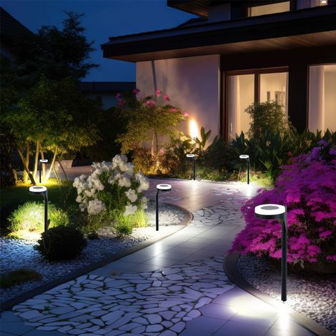 Solarleuchte schwarz Steckleuchte Solar Gartenleuchte Solarlampe, Up Down Beleuchtung, 13x LED warmweiß, DxH 11x45 cm, 6er Set