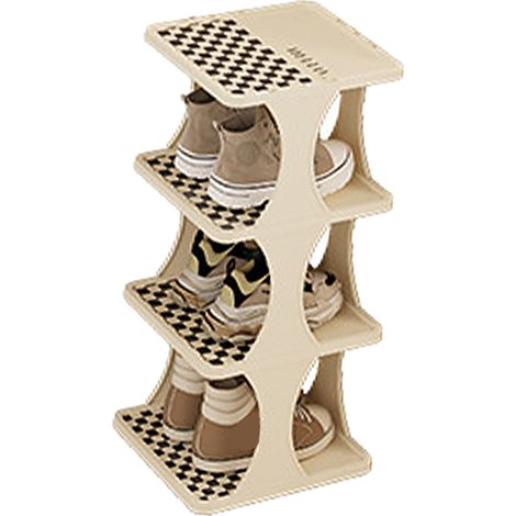 Étagère à chaussures individuelle, rangement gain de place, tour de rangement pour chaussures, idéale pour la porte ou la chambre à coucher, 4 niveaux (1/5)