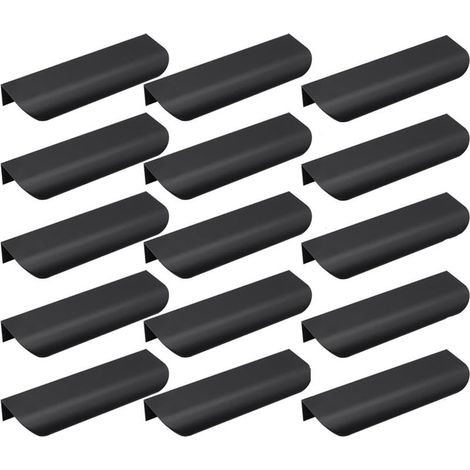 15 pcs Poignée d’Armoire, Invisible Poignées Meuble Tiroir, Poignées de porte Dissimulées Poignée Encastrée Affleurante Pour tiroirs portes d'armoires,Commode, Distance du Trou-96mm (1/5)