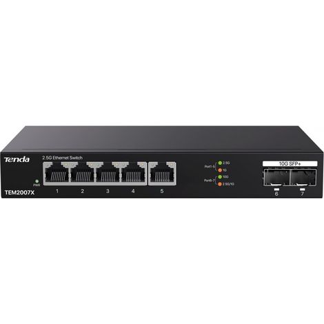 Tenda TEM2007X commutateur réseau 2.5G Ethernet (100/1000/2500) Bureau Noir