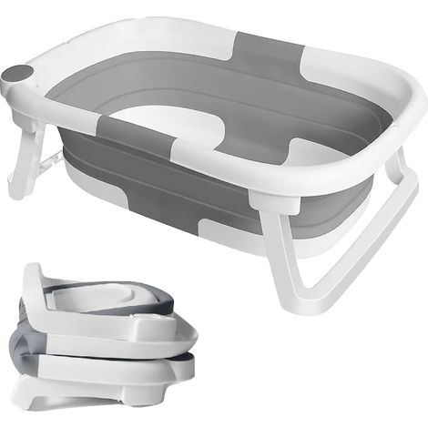Bañera para bebé, diseño plegable, indicador de temperatura de seguridad, GRIS (1/2)