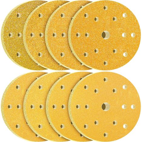 80 pezzi di dischi abrasivi da 150 mm, grane 60, 80, 100, 120, 180, 240, 320, 400, 15 fori per levigatrici orbitali casuali