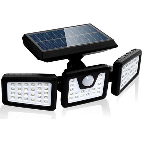 Lampe Solaire De Sécurité à Détecteur De Mouvement, Spot Mural Extérieur Puissant Avce 3 Têtes,550 Lumen-Fei Yu (1/5)