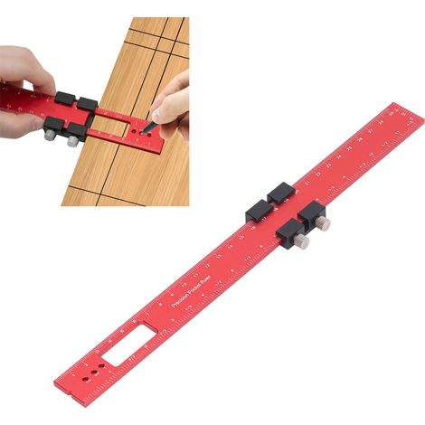 Règle de positionnement pour le travail du bois en alliage d'aluminium de 300 mm à monter soi-même, règle de traçage d'angle, jauge de mesure (1/5)