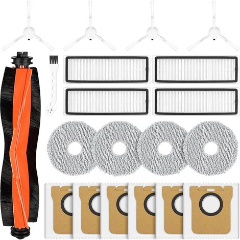 20 Accessoires pour Xiaomi X20+ Robot Aspirateur. 1 Brosse Principale, 4 HEPA Filtres, 4 Chiffons, 6 Sacs à poussière, 4 Brosses latérales,1 Brosse de Nettoyage (1/5)