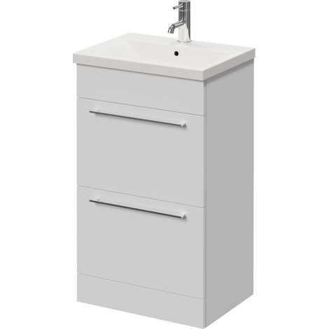 Napoli 390 Gloss White 500mm 2 Drawer Vanity Unit with Glide Basin - 500mm - Chrome 320mm Handle