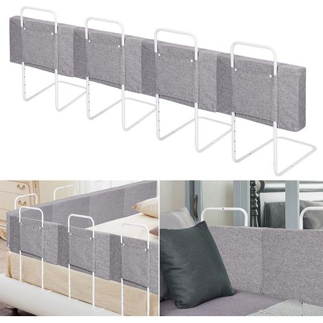 Randaco 3X Rausfallschutz Bettschutzgitter, Bettgitter,60cm 5-Loch Höhenverstellbar , Kinderbettgitter für Familienbett und Kinderbett(180cm,Grau)