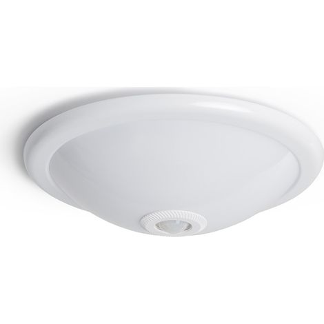 Plafón LED Techo 2x E27 Casquillo Gordo Circular con Sensor de Movimiento PIR y Crepuscular Design  Blanco