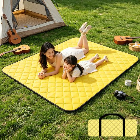 Tapis de pique-nique jaune imperméable, coussin de pique-nique portable épais et imperméable pour tente de camping, tapis de pique-nique pour la maison (1/3)