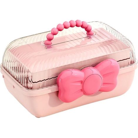 Caja de almacenamiento para accesorios para el cabello y joyas infantiles, gomas para el pelo, organizador para niñas, rosa (1/5)