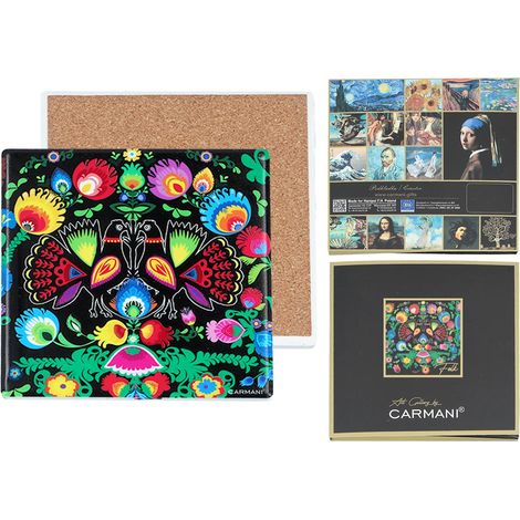 Carmani, posavasos de cerámica, cuadrado - folk (1/2)
