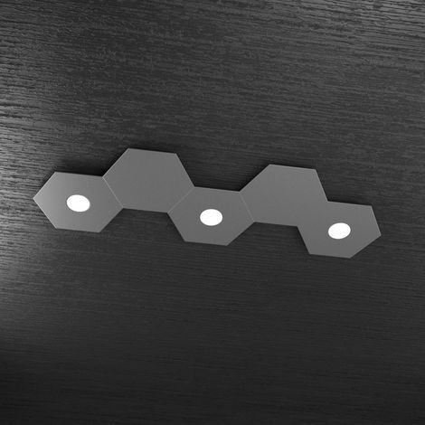 Plafoniera Moderna 5 Moduli Hexagon Metallo Grigio Antracite 3 Luci Led 12X3W (1/5)