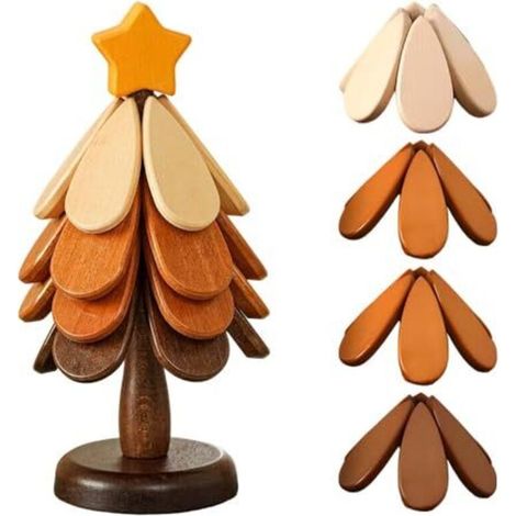 Ensemble de dessous de plat en bois pour décorations de sapin, nouveau dessous de plat pliable pour sapin de Noël, dessous de plat en bois 3/4 + 1 support, accessoire de cuisine pour casseroles, poêle