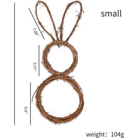 Guirlande En Forme De Lapin - Vigne Naturelle Tressée À La Main - Pour Décoration De Pâques Et De Noël - Diamètres 50 cm 54 cm 60 cm (1/5)