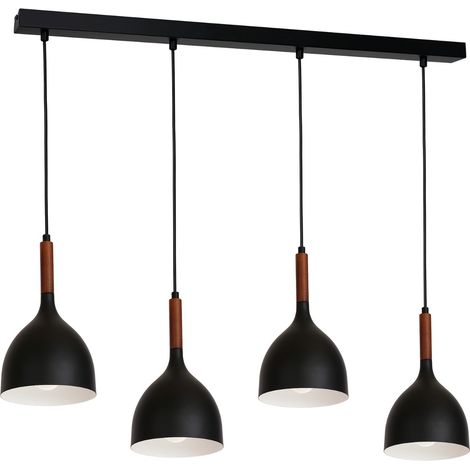 Suspension noire bois foncé 4xE27 Noak Wood Luminex