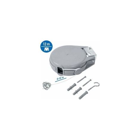 Corde à linge rétractable 12 m – Capacité de charge 35 livres – Installation murale facile – Pour balcons, terrasses et camping (1/5)