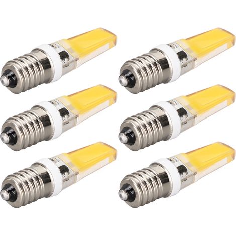 Lot de 6 mini ampoules COB E14, éclairage à 360°, dissipateur thermique en silicone anti-éblouissement, pour lustre et plafonnier, lumière blanc chaud 3000K (1/5)