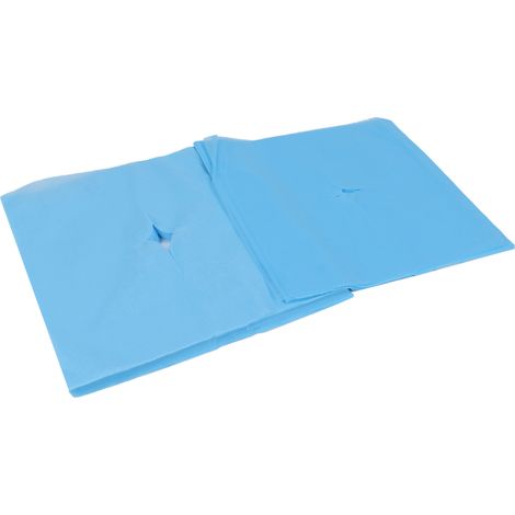 Housse de tête de lit jetable en tissu non tissé pour table de massage, housse de tête de lit perforée, lot de 100, bleue. (1/5)