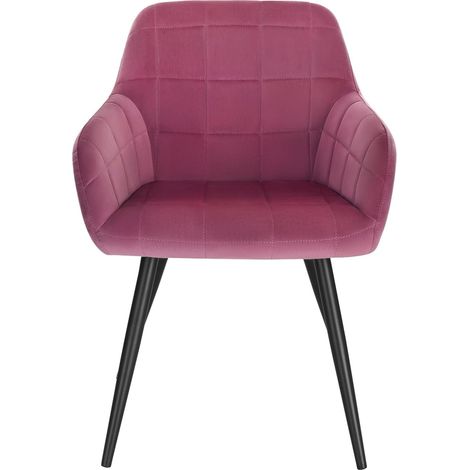 WOLTU Poltrona Imbottita per Camera da Letto Sedia da Pranzo con Braccioli 1 Pz Bordeaux-Velluto (1/7)