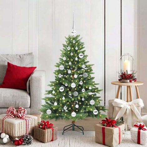 Sapin de Noël Artificiel avec 150 LED Vert 120 cm PE et PVC, Illuminé, Décoration de Noël (1/5)