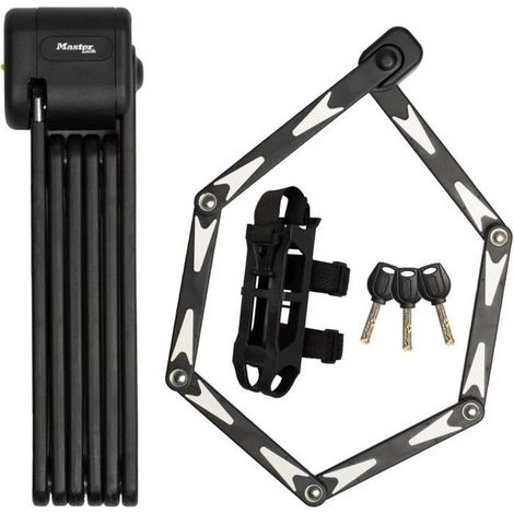 Master Lock Antivol Vélo Pliabe Certifié en Acier Trempé, 3 clés, Support de transport Inclus (1/6)