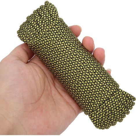 Corde Paracord 9 brins pour randonnée et équipement de survie - 20 mètres couleur jaune vif (1/5)