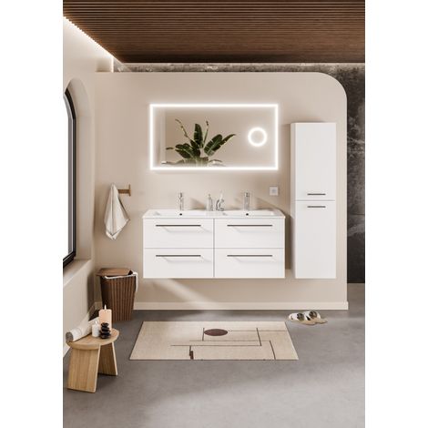 Meuble NEPTUNE Blanc 120 cm - Miroir Lite (1/5)