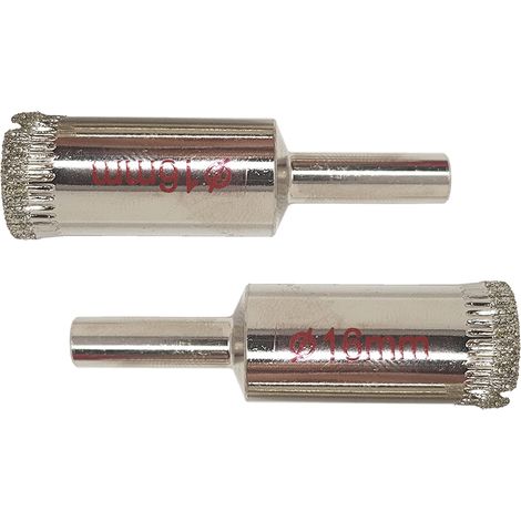 Fresa Punta Trapano Diamantata 2pz 16mm Foro Vetro Marmo Ceramica 00139 (1/4)