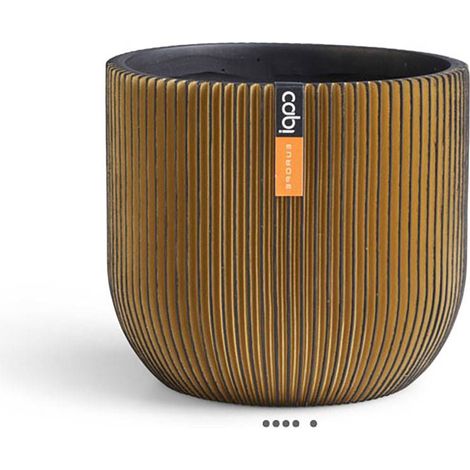 Superbe pot Groove eggpot doré fibres synthétiques H 13 x D 14 cm - dimhaut: H 13 cm - couleur: Doré