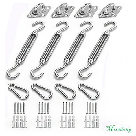 royaluxe-Kit de Fixation pour Voile D'ombrage, Acier Inoxydable Soleil Voile D'ombrage Kit de Fixation pour Triangle et Carré, Rectangle, du Soleil Voile D'ombrage Accessoires de Fixation (1/5)