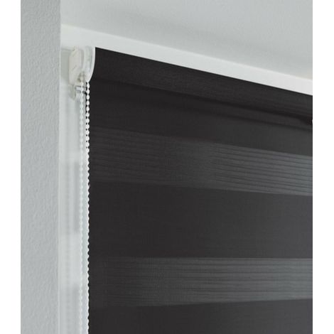 Douceur D'Intérieur – Store enrouleur jour et nuit 100% polyester – Dimensions 90x180cm – Système d'attache sans perçage – Couleur noir (1/5)