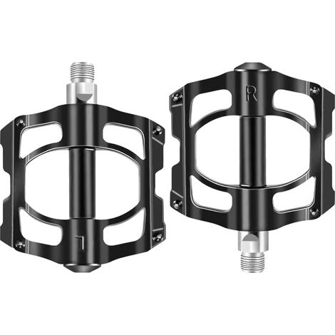 Pédales VTT plates 9/16" - Alliage d'aluminium léger, 16 pointes antidérapantes, 4 roulements, Pour route, BMX et VTT
