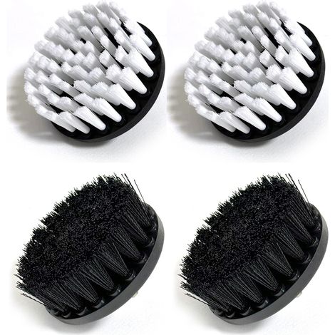 Sollbry Cabezales de cepillo universales, blanco y negro, paquete de 4, cabezales de cepillo para brocas, diámetro 13,33 cm (1/3)