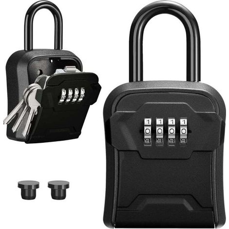 Lock Box, Wall Mounted Key Lock Box and Portable Combination Box with Resettable Code, Security Box for Outdoor House Keys, Replacement Key Storage
