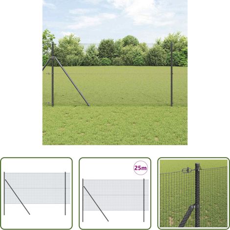 vidaXL Clôture moderne - Poteau de clôture. Gris 25 x 1,4 m (maillage de 16 x 16 mm) (1/5)