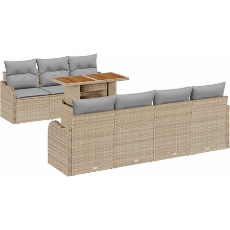 Maison Exclusive - Garten-Sofa-Set mit Speicher 8 pcs Beige Poly