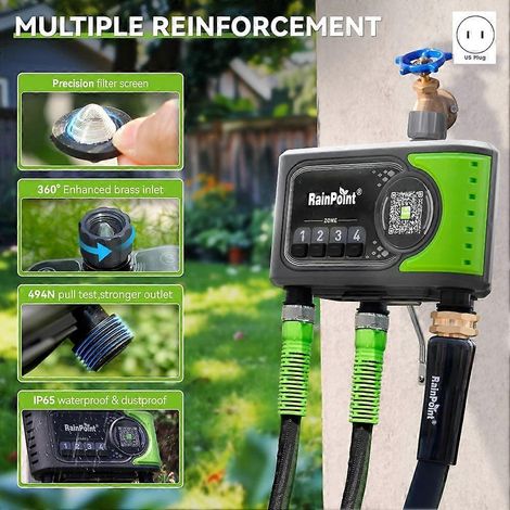 Programmateur d'arrosage RainPoint WiFi programmateur d'arrosage automatique 4 zones contrôleur d'arrosage pour jardin et pelouse prise US (1/4)
