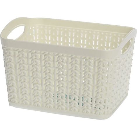 Cestino organizer rettangolare Willow 1,5 l bianco traforato con motivo a maglia