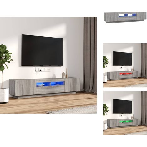 TV-Möbel - Living 2-tlg. TV-Schrank-Set LED-Leuchten Grau Sonoma Holzwerkstoff (1/5)