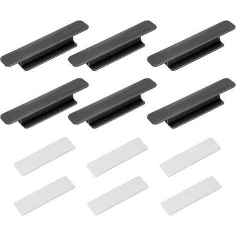 Confezione da 6 maniglie scorrevoli autoadesive in plastica per ante di armadi e cassetti (nere, 11x2,3x1,8 cm) (1/5)
