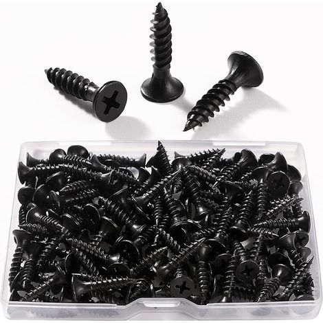 130 Pièces M3.5 20 mm Vis à Bois À Filetage Épais, Vis Cruciformes, Vis Autotaraudeuses, pour Cloisons SèChes, Meubles En Bois, Noir (1/5)