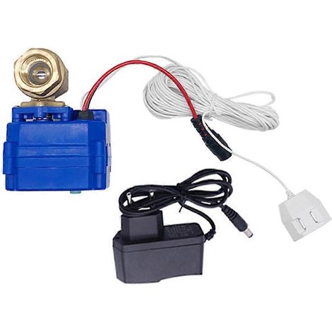 Système simple de prévention des fuites avec une vanne en laiton 3/4" (DN20) et un capteur de niveau d'eau de 6 mètres, compatible avec les prises de la norme européenne BSP. (1/4)
