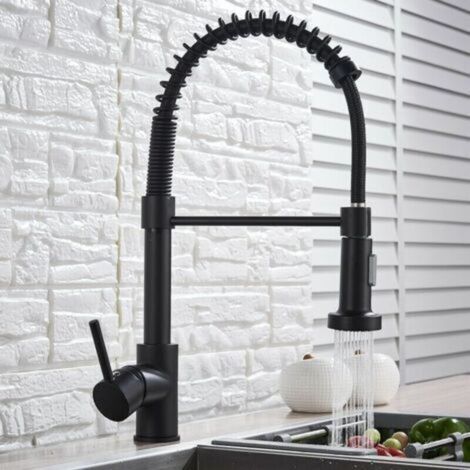 Robinet de cuisine avec douchette pivotante à 360°, 2 modes de pulvérisation, évier chaud et froid, lavabo, double sortie d'eau pivotante, robinet universel anti-éclaboussures (1/3)