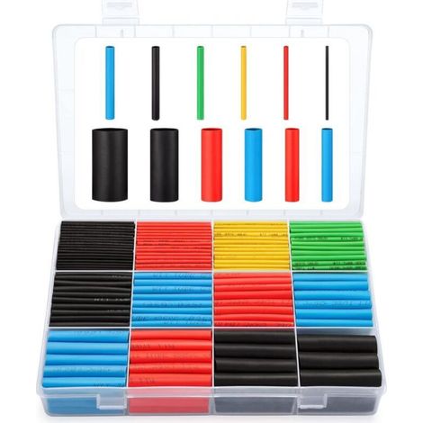 Heat Shrink Tubing, 560 Pieces 2:1 Ratio Heat Shrink Tubing, Electrical Insulation Heat Shrink Cable Tubing Kit with Box (5 colors / 12 sizes) (1/5)
