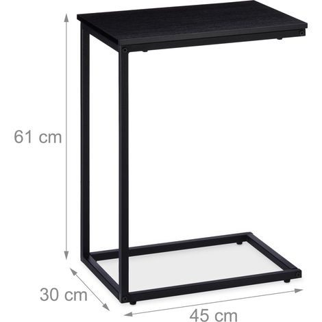 Mesa auxiliar en U práctica para salón oficina 60 x 40 x 50 cm de metal negro 130004537 (1/4)