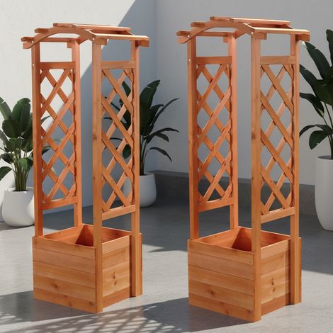 Melko 2x Rankhilfe Garten Pflanzkasten mit Rosenbogen Spalier Rosensäule Pergola