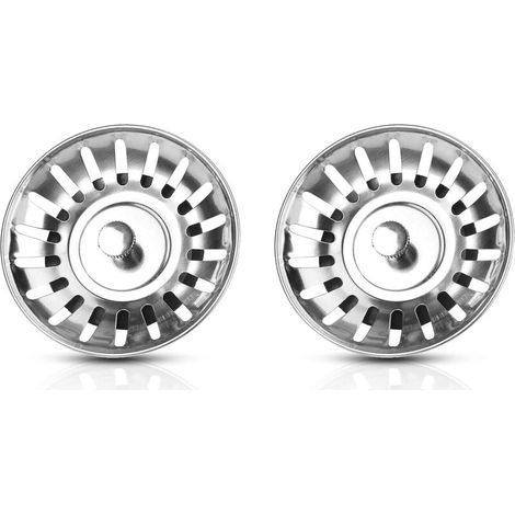 Lot de 2 bouchons d’évier universels en acier inoxydable pour cuisine, lavabo et évier, 1 jeu (1/5)