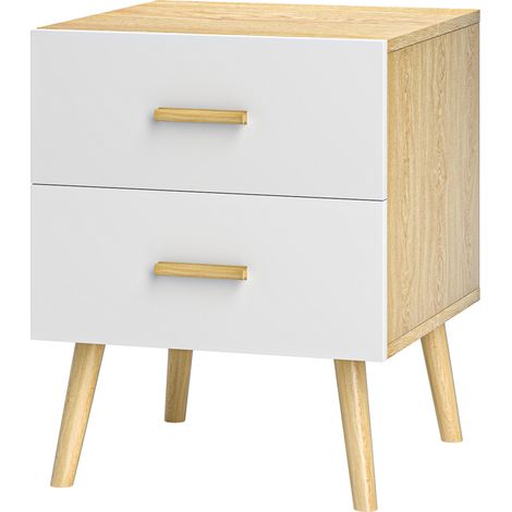 Table de chevet à 2 tiroirs, style moderne, pour chambre et salon, 40 x 40 x 50 cm, chêne