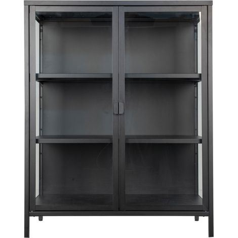 MAINE-Vitrine 2 portes vitrées acier noir 80x101 cm (1/5)